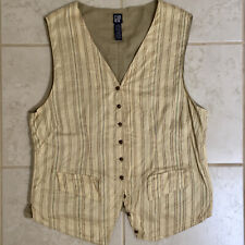 Vintage Gap Silk Linen Vest Large L Waist Coat Gilet Brown Gold Beige Khaki Tan for sale  Shipping to South Africa