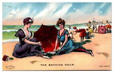 Antique The Bathing Hour, Victorian Swimsuit/Beach Scene, Postcard, used for sale  Shipping to South Africa