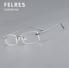 Usado, Óculos quadrados masculinos de titânio puro sem aro armação de óculos de negócios da moda comprar usado  Enviando para Brazil