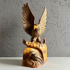 Hand Carved Eagle Sculpture Large Unique Wooden Birds Soviet Vintage 1970s Gift for sale  Shipping to South Africa