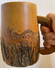 Caneca grande de madeira natural robusta primitiva feita à mão copo de pedra recipiente decoração arte, usado comprar usado  Enviando para Brazil