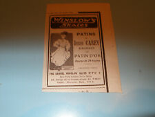 PUBLICITE PRESSE 1911 PATINS A GLACE WINSLOWS SKATES JESSE CAREY PATIN D OR, usado comprar usado  Enviando para Brazil