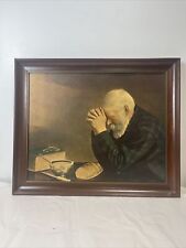 Vintage Art Print Old Man Praying Eric Enstrom Wood Framed Size 23x19 for sale  Shipping to South Africa
