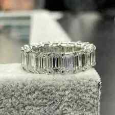14K White Gold Over Lab Created 5CT Emerald Cut VVS1/D Diamond Wedding Band Ring for sale  Shipping to South Africa