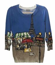 Joseph A. Suéter pulôver de malha azul tema Paris gola redonda tamanho G mangas 3/4 comprar usado  Enviando para Brazil