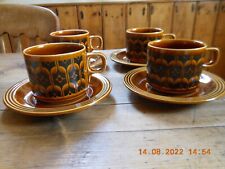Used, Vintage Hornsea 'heirloom' 4 cups & saucers Autumn Brown  colour 1970's for sale  BOSTON