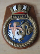  HMS Scylla Royal Navy RNVR Ships Crest on Wood (with Wear) for sale  EXETER