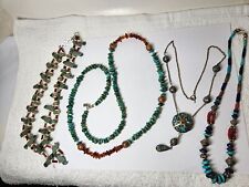 Used, 3 NECKLACES-BEADED-PEYOTE BIRD-OTHERS-TURQUOISE-AMBER-LAPIS-SILVER-NAVAJO?NR! for sale  Shipping to South Africa