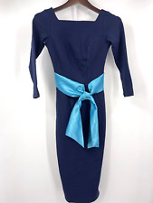 Vestido Pinup Girl Couture Wiggle tamanho P azul Maria manga longa gravata Rockabilly comprar usado  Enviando para Brazil