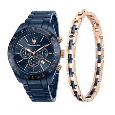 Orologio + Bracciale Uomo MASERATI TRAGUARDO R8873650003 Chrono Ceramica Blu comprar usado  Enviando para Brazil