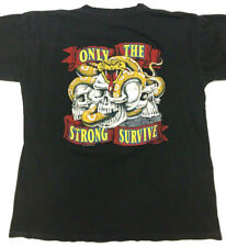Vtg 90s Only The Strong Survive T-shirt 2 Sided Skulls Snake Bike Week Eagle Tee comprar usado  Enviando para Brazil