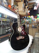 Usado, Guitarra elétrica acústica Epiphone EJ-200SCE Jumbo preta com estojo rígido comprar usado  Enviando para Brazil
