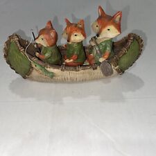 Red Foxes Fishing In Canoe Figurine Rare Unique for sale  Shipping to South Africa