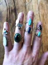 Vtg Sterling Silver Native American Southwest 8 Ring Lot Turquoise Coral 4 - 8.5 for sale  Flagstaff