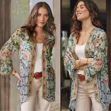 Kimono Giverny Topper Soft Surroundings bordado rosa floral tamanho grande comprar usado  Enviando para Brazil