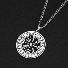 Vegvísir Compass Norse Viking Amulet Stainless Steel Necklace Runic Runes Symbol for sale  Shipping to South Africa