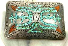Used, VTG Native American Delvin Nelson Sterling Turquoise Coral Belt Buckle 62 Grams for sale  Pleasant Hill
