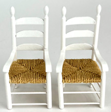 Conjunto de 2 miniaturas para casa de bonecas poltronas de madeira com encosto de escada assentos tecidos escala 1:12 comprar usado  Enviando para Brazil