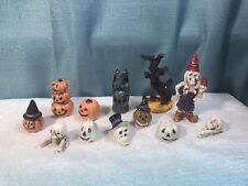 12 Halloween Miniature Dollhouse Figurines Pumpkin Skeleton Gnome Gargoyle for sale  Shipping to South Africa