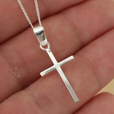 Colar corrente cruz lisa crucifixo prata esterlina 925 sólido joias comprar usado  Enviando para Brazil