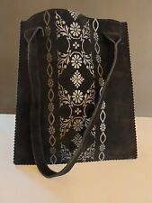 Used, Vtg Liz Claiborne Women's Black Suede Tote Bag Hobo Style & Double Strap Handles for sale  Shipping to South Africa