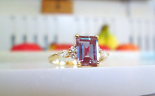Used, 18ct Yellow Gold Emerald Cut Colour Change Alexandrite & Marquise Diamond Ring L for sale  Shipping to South Africa