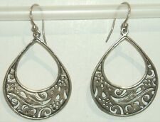 Silpada Indonesia Sterling Silver scrolled filigree Teardrop Earrings W1782 for sale  Winston Salem