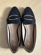 Lunar Black Leather Suede Gold Loafers Court Shoes Heels Size 6 for sale  Shipping to South Africa
