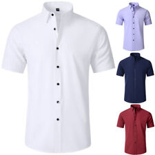Camisas masculinas de manga curta com botões casual slim fit camiseta formal blusa comprar usado  Enviando para Brazil