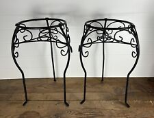 Pair Wrought Iron Scroll Plant Stand Pot Flower Planter Holder 21"H Patio, used for sale  Shipping to South Africa