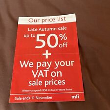 Mfi price list for sale  NORTHAMPTON