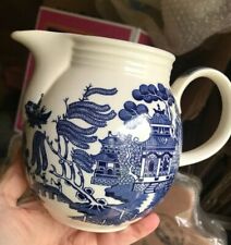 VINTAGE LARGE CHURCHILL BLUE WILLOW STAFFORDSHIRE JUG HALF PINT for sale  SLOUGH