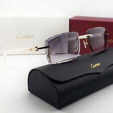 Gafas de sol Cartier corte diamante gris lentes marco dorado decoración en C compuesto perla segunda mano  Embacar hacia Argentina