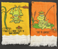 Par de toalhas de mão vintage franja sapo para almoçar pendurado em torno de Leshner St Mary OH comprar usado  Enviando para Brazil