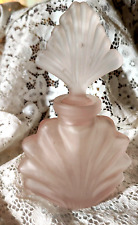 Frasco de perfume vintage Art Deco vidro fosco rosa com formato de concha de rolha, usado comprar usado  Enviando para Brazil