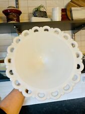 Used, Anchor Hocking Serving Bowl Pedestal Milk Glass Lace Edge Compote Fruit Bowl for sale  Shipping to South Africa