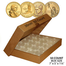 50 PRESIDENTIAL $1 Direct-Fit Airtight 26mm Coin Capsule Holder (QTY: 50) w/ BOX for sale  Shipping to South Africa