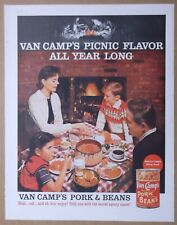 1957 Van Camp's PORK & BEANS Magazine AD ~PIQUENIQUE INTERNO~ Lareira~FAMÍLIA FELIZ, usado comprar usado  Enviando para Brazil