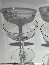 Lot Of 4 Vintage Crystal Etched Coupe Champagne Glasses MCM 4” Tall Free Shippin for sale  Shipping to South Africa