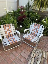 Juego de 2 sillas de playa plegables arco iris vintage de aluminio palmeado años 80 césped patio segunda mano  Embacar hacia Argentina
