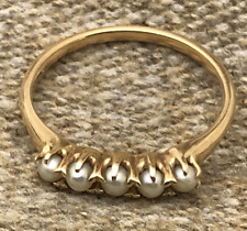 Used, VINTAGE 14K YELLOW GOLD ROW OF PEARLS RING SIZE 6.5 for sale  Shipping to South Africa