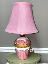 Lámpara de mesa grande CUPCAKE sombra rosa luz decoración comedor panadería 19" de alto, usado segunda mano  Embacar hacia Argentina