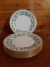 Used, Lenox Holiday Christmas Holly Berries 6 Dinner Plates  for sale  Mariposa