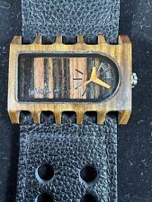 Relógio unissex de madeira tamanho grande MISTURA ferro preto pulseira de couro genuíno comprar usado  Enviando para Brazil