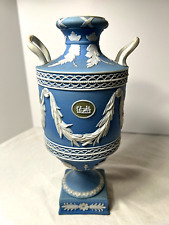 RARE ~ 1891 ~WEDGWOOD BLUE JASPERWARE TRI-COLOUR URN "LAVENDER" MEDALLIONS - 11" for sale  Shipping to South Africa