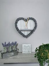 Wooden Rustic Heart Shelf Shabby Chic Grey Home Decor Grey Roses - Medium for sale  BASILDON