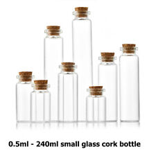 0.5ml - 240ml Clear Tiny Glass Bottles Glass Bottle With Cork Small Vials Jars, used for sale  Shipping to South Africa