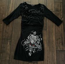 ED HARDY TWINKY LOVE KILLS SLOWLY Black Embellished/sequin DRESS Woman’s Size M for sale  Shipping to South Africa