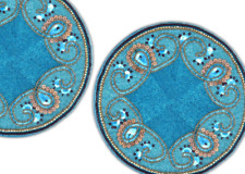 Conjunto de 6 Placemat Azul Designer Tapete de Mesa de Casamento Placa Carregador com Contas 13X13 Polegadas, usado comprar usado  Enviando para Brazil