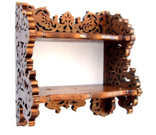 Hand-Made Scroll Carved Wood Wooden 2 tier Wall Display Shelf 15 1/4 x 17 1/4", used for sale  Shipping to South Africa